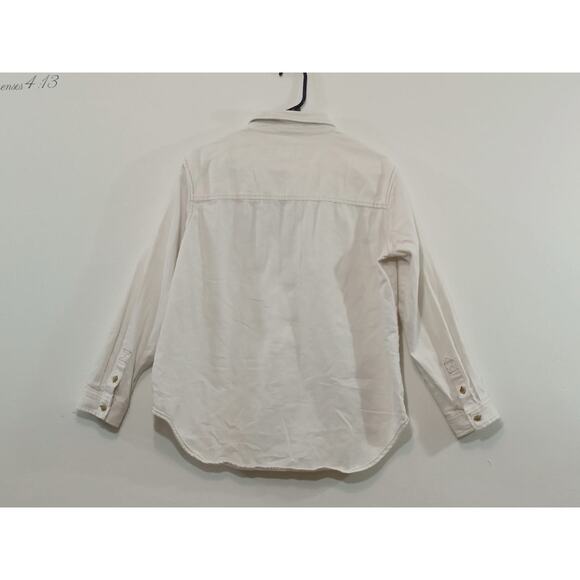American Eagle Women’s Button Up Shacket Oversized Cream White Denim Size S - Picture 11 of 12